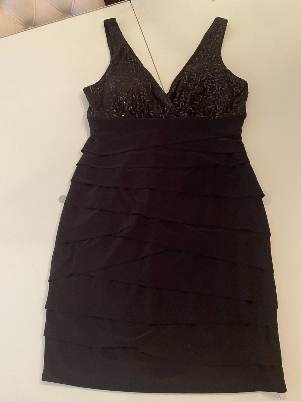 Bisou Bisou Black Sleeveless V-Neck Layered Mini Dress